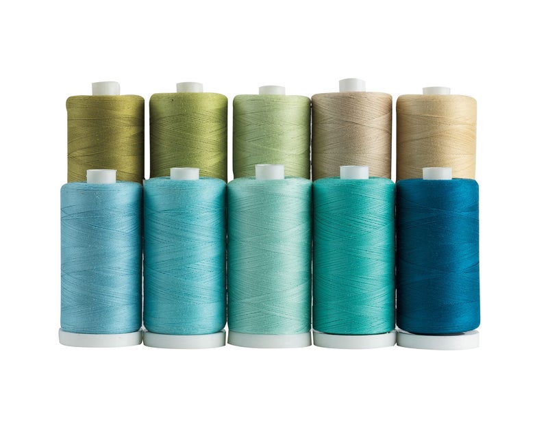 Connecting Threads 100% Cotton Thread Sets - 1200 Yard Spools (Set of 10 - Shoreline) - Image 1